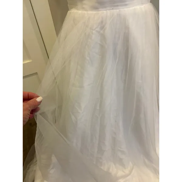 White Satin with Tulle Lace Up Back Wedding Prom Dress Bridal Gown‎ - Image 3