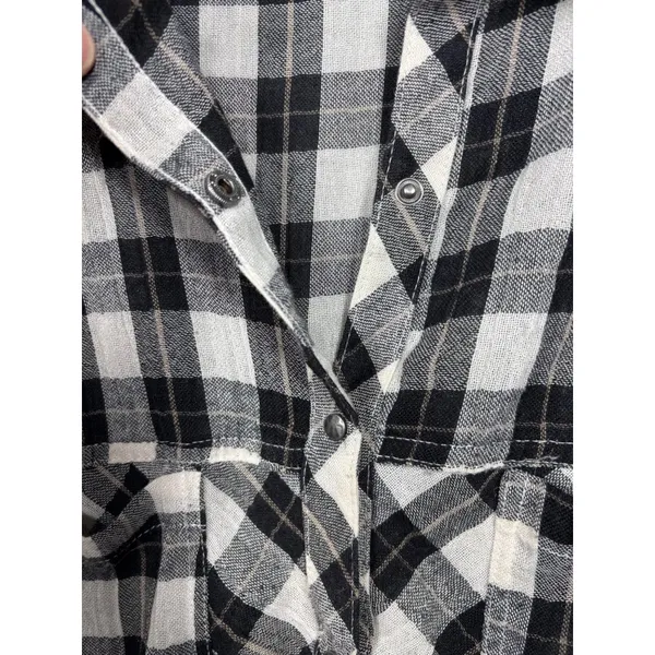 Free People Womens‎ Shirt M Plaid Long Sleeve Snap - Image 6