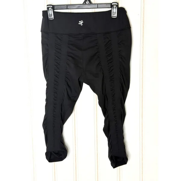 Sweetflexx Black Booty Band Capri Resistance Toning Leggings Size 10 Ruched - Image 8