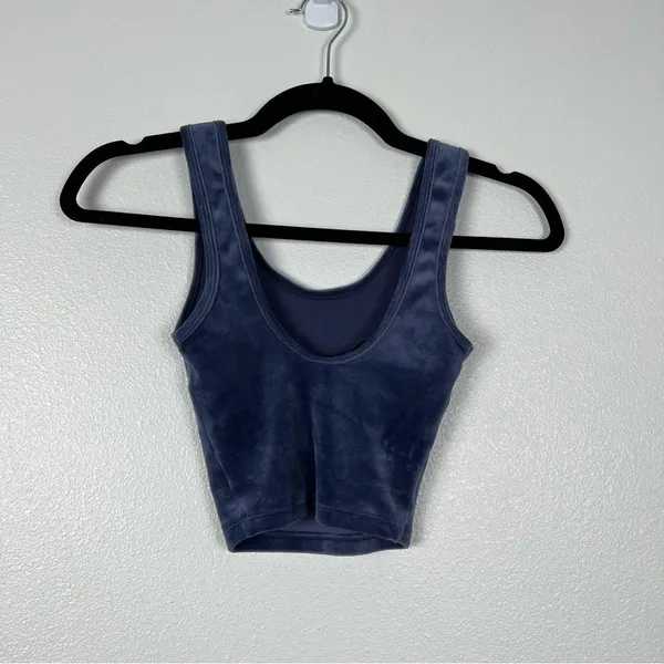 AERIE Offline Cropped Velvet tank Blue Sz XXS‎ - Image 6