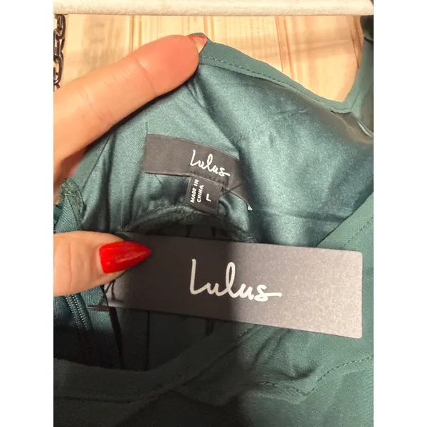 NWT Lulus Dreamy Admiration Emerald Green Ruffled Maxi Dress Bridesmaid Size L - Image 7