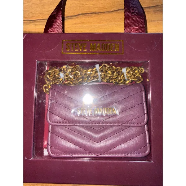 Steve Madden Wallet on a String Womens OS Bloodstone New Quilted Crossbody‎ Bag - Image 4