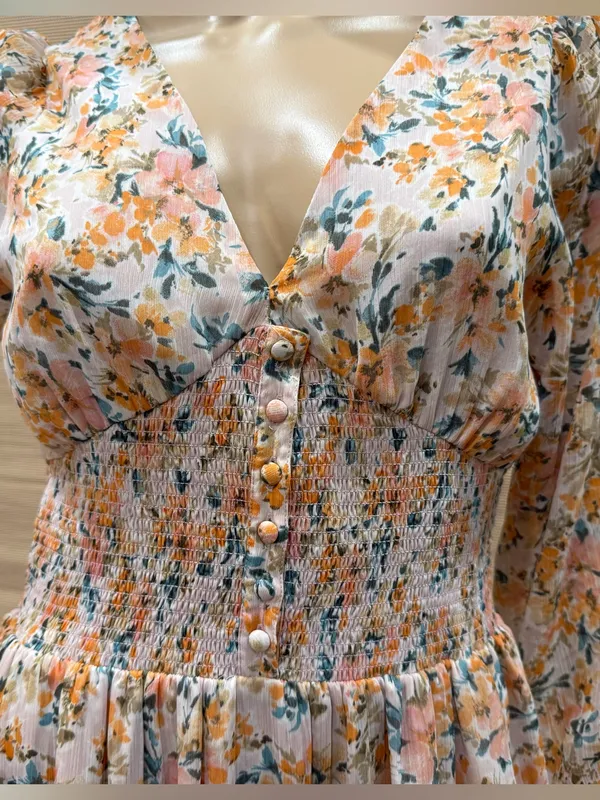 Patrons of Peace Floral Maxi Dress in Pink and Orange - Image 2