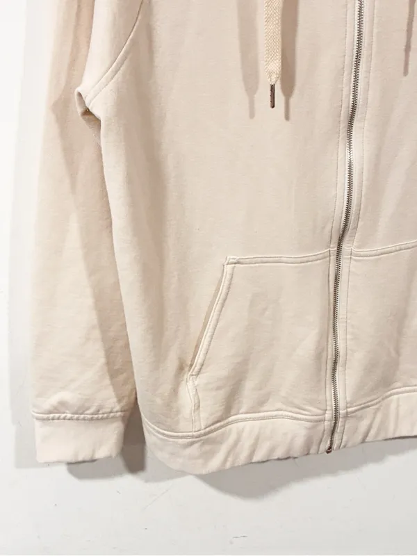 Quince SuperSoft Fleece Full-Zip Hoodie Lightweight Cream Size Medium - Image 3