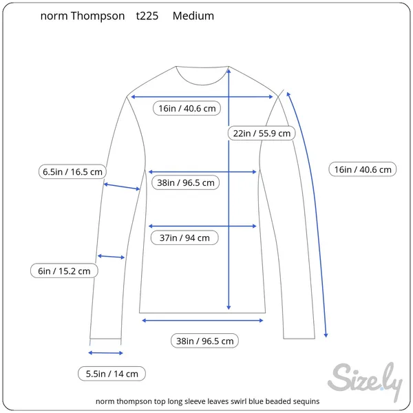 norm thompson top long sleeve leaves swirl blue beaded sequins - Image 2