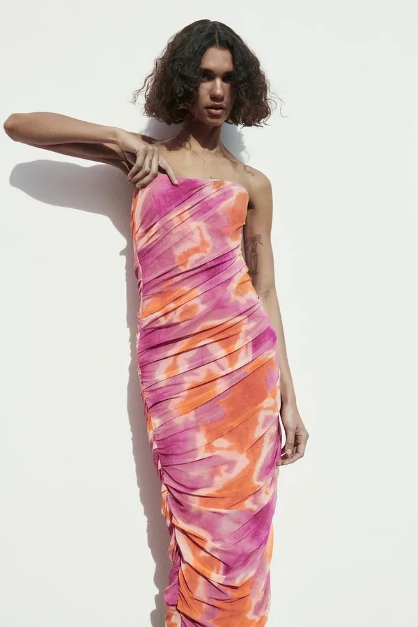 ZARA dress tulle bodycon mesh corsety midi pink party shower wedding - Image 8