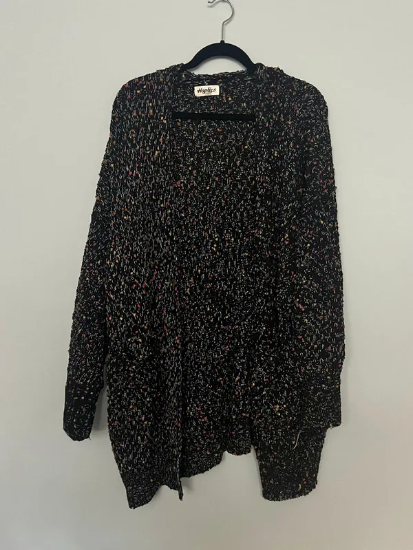 Haptics Black Colorful Pom Pom Cardigan Sweater - Image 7