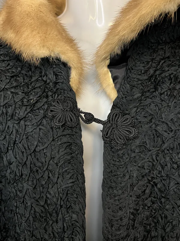 Vintage Reichbart Furs Coat Womens Medium Persian Lamb Mink Collar 50s - Image 4