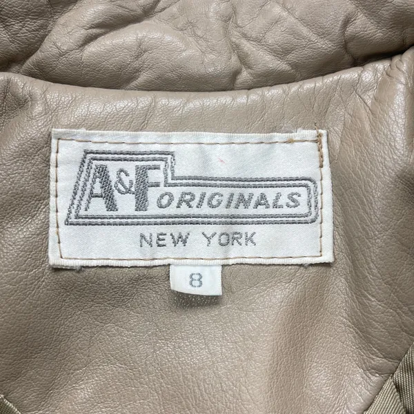 Vintage A&F Originals Women Leather Jacket Size 8 Tan Western Bomber Indie Retro - Image 8