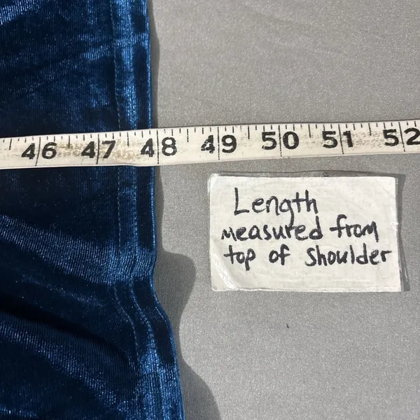 Zaful Velvet Midi Dress Size 6 Blue Ruched Party Fairy Whimsigoth Wedding Guest - Image 13