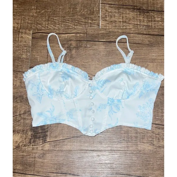 Princess Polly NEW Toile blue floral corset top - Image 2