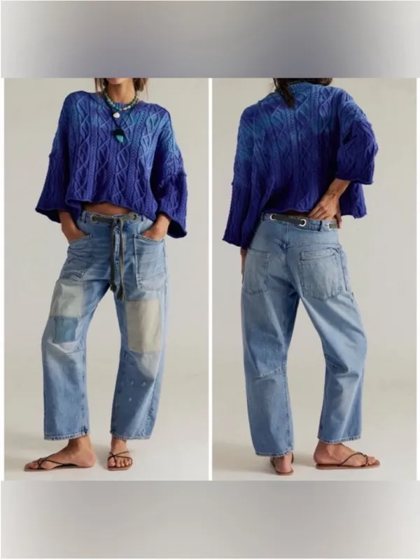 NWT Free People We The Free Moxie Pull-On Barrel Jeans - Truest Blue - 26 - Image 2
