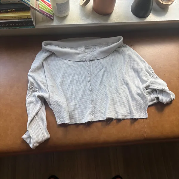We The Free Free People Off The Shoulder Waffle Knit Thermal Top White Small - Image 7