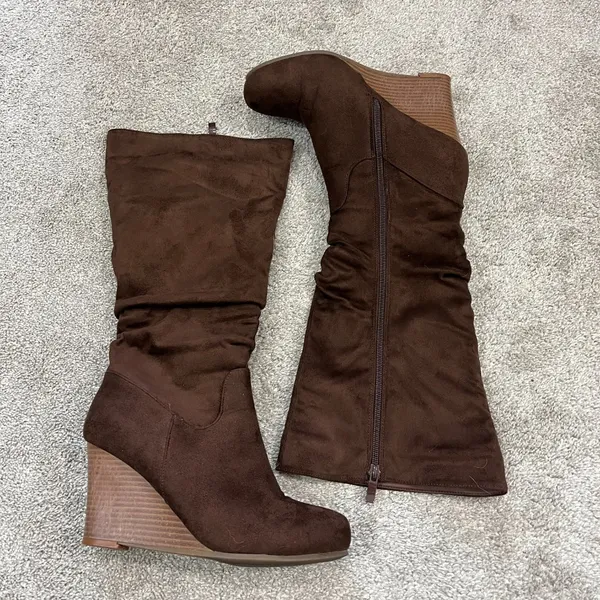 Journee Collection Size 8.5 Brown Haze Knee High Boots - Image 3