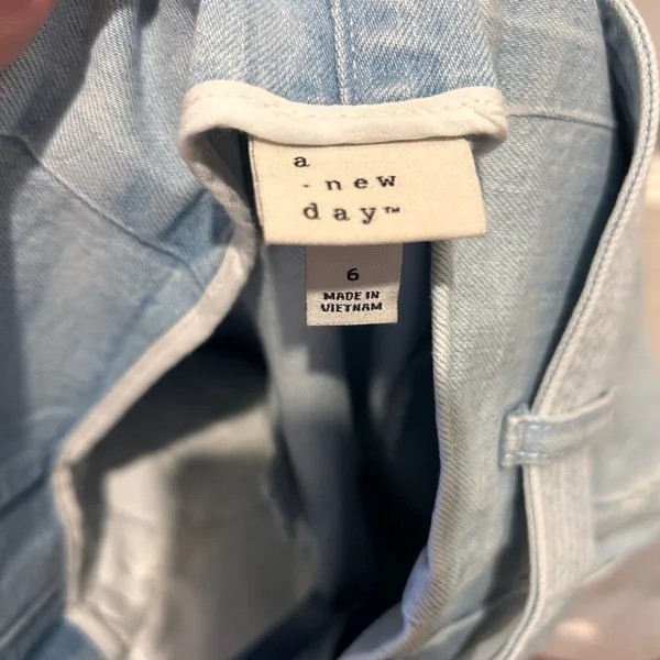A New Day Womens Light Wash Paperbag Waist Denim Jeans Size‎ 6 Belted Tapered - Image 7