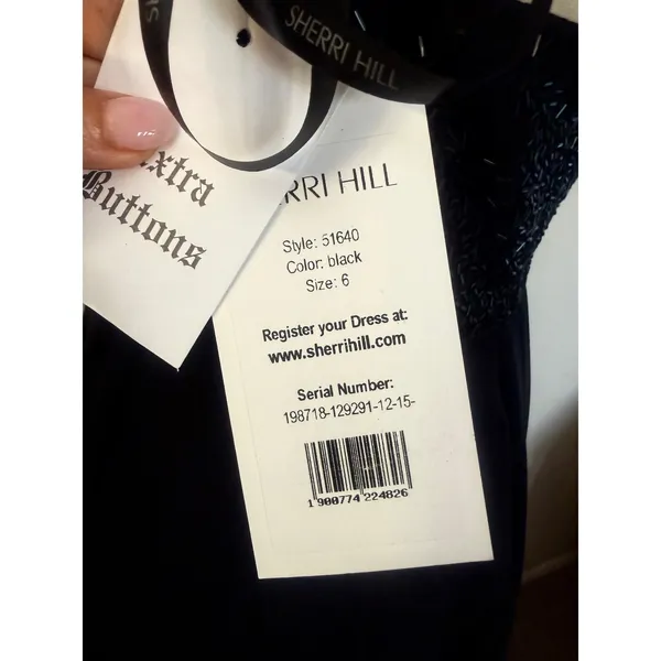 SHERRI HILL 51640 Black Sequin Halter Chiffon Gown – Size 6 NWT - Image 8