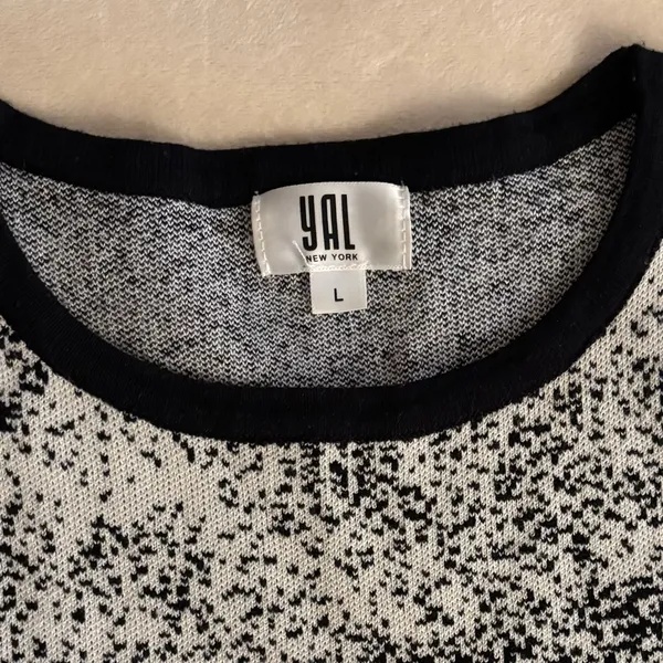 YAL New York Black White Speckled Crew Neck Sweater L - Image 7