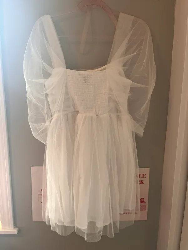 White Tulle Mini Dress - Image 5