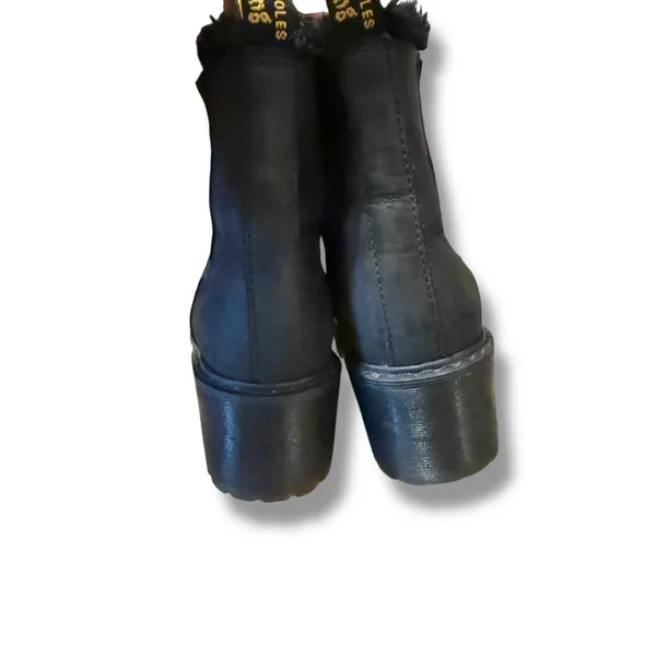 Dr. Martens Rometty Faux‎ Fur Boots Size 6 Women's Black Leather Platform Lug - Image 6