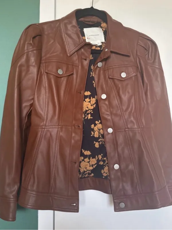 Anthropologie Faux Leather Corset Puff-Sleeve Jacket - Image 7