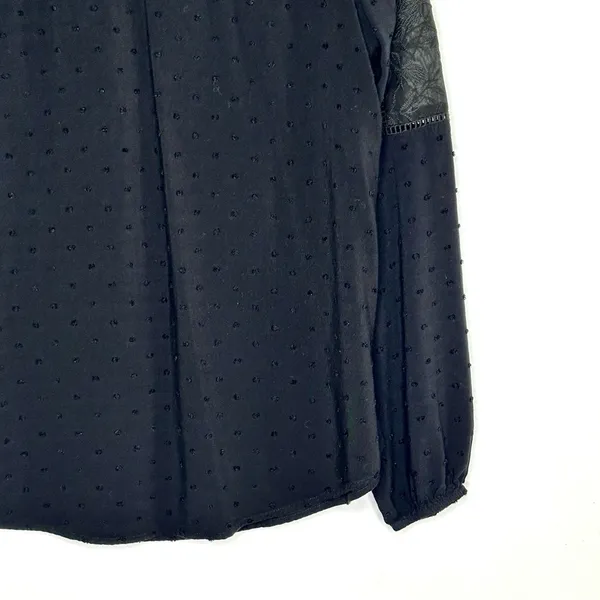 Loft Black Swiss Dot Lace Blouse Size Small - Image 4