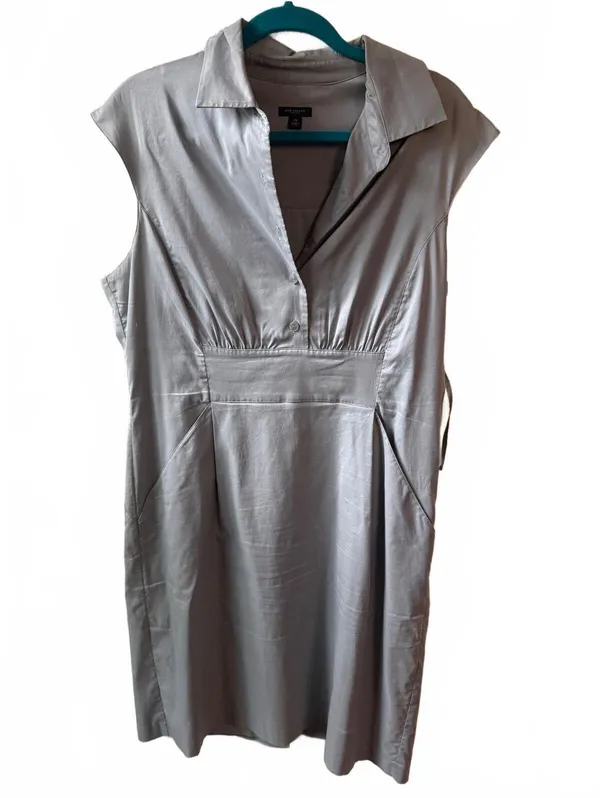 Ann Taylor Women's Gray Collared Sheath Dress Size 14 - Image 2
