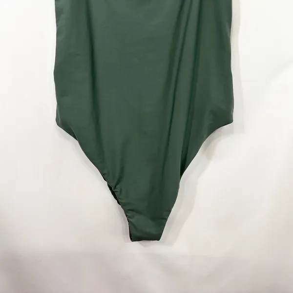 Aerie Large‎ One Piece Swimsuit Olive Green Scoop High Cut Solid Beach Vacay 231 - Image 5
