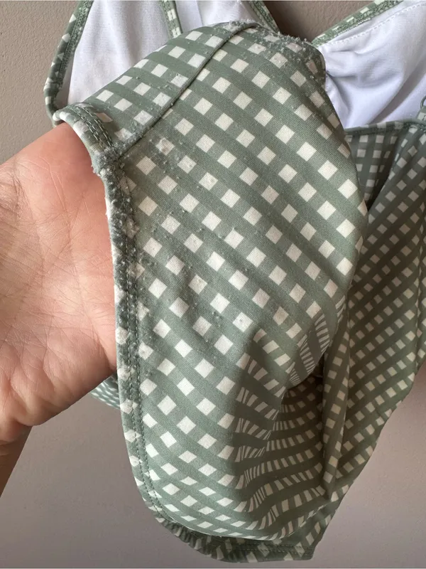 Riley + Cru‎ Sage Gingham One Piece Knotted Bathing Suit Mama Suit Size Medium - Image 10