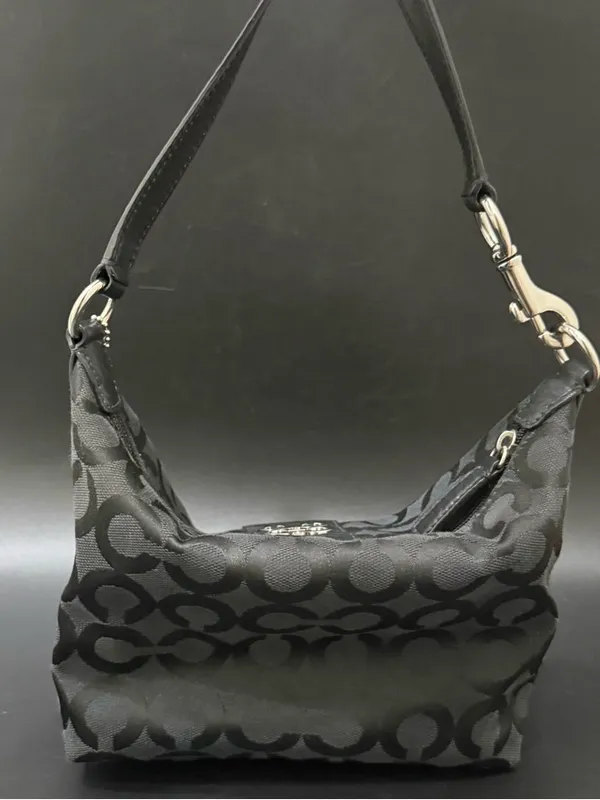 COACH 43771 Julia Outline OP Art Black Jacquard Canvas Small Purse Shoulder Bag - Image 4