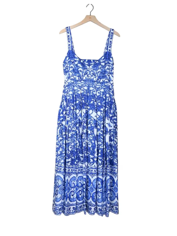 Antonia Melani Women's 8 Gabriela Printed Cotton Poplin Lined Midi Dress - Image 2