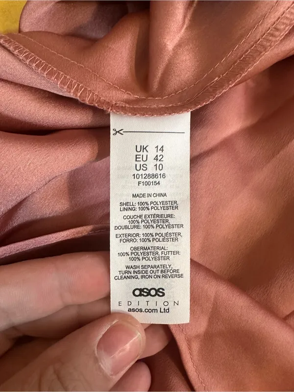 ASOS Edition Satin Twist-Detail V-Neck Maxi Dress in Cinnamon Rose Size 10 New - Image 8