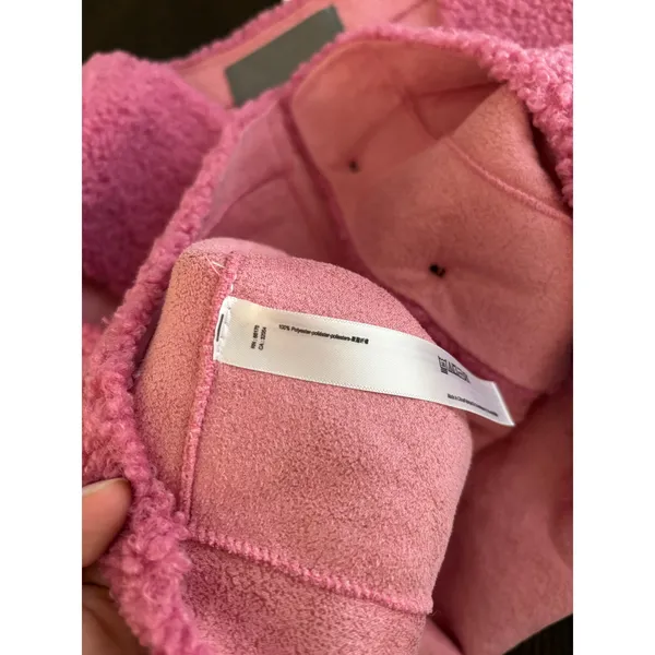 Anthropologie Cropped Sherpa Vest Womens One Size Pink Button‎ Cozy Preppy - Image 4