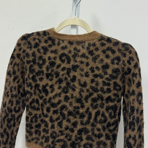 J. Crew Leopard Print Alpaca Wool Blend Cardigan Sweater Top CE695 Brown XS - Image 6