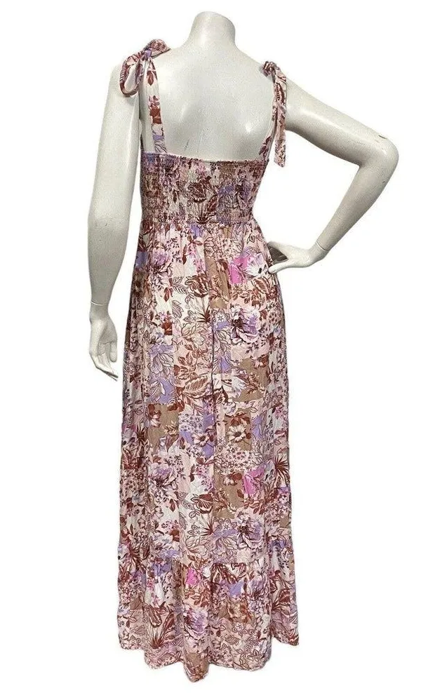 No Comment Women’s floral smocked tie shoulder midi dress small - Image 5