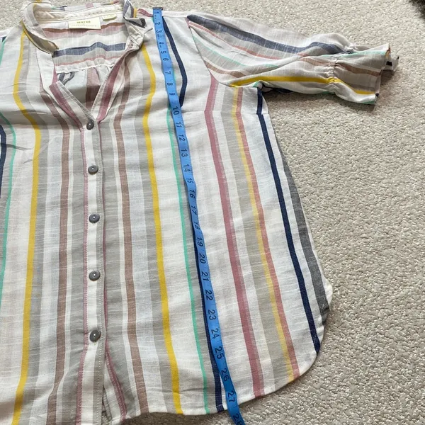 Anthropologie Striped Button Down Shirt - Multicolor Size 8 100% Cotton - Image 13