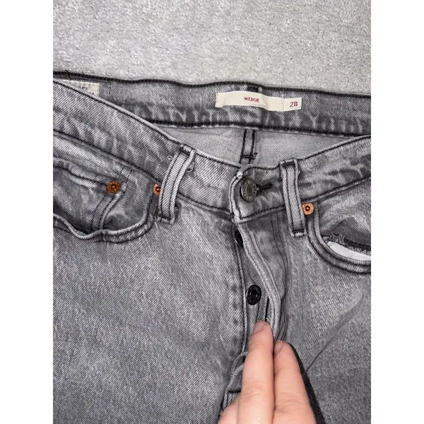 womens levis wedgie‎ jeans gray wash premium denim 28 - Image 3