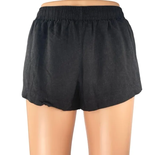 Princess Polly Women's Black Linen Elastic Waist Casual Lounge Shorts Size 4 - Image 2