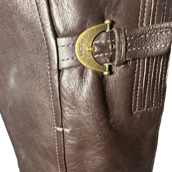 UGG Australia Amberlee Espresso Leather Equestrian Style Boots, Size 9.5 - Image 8