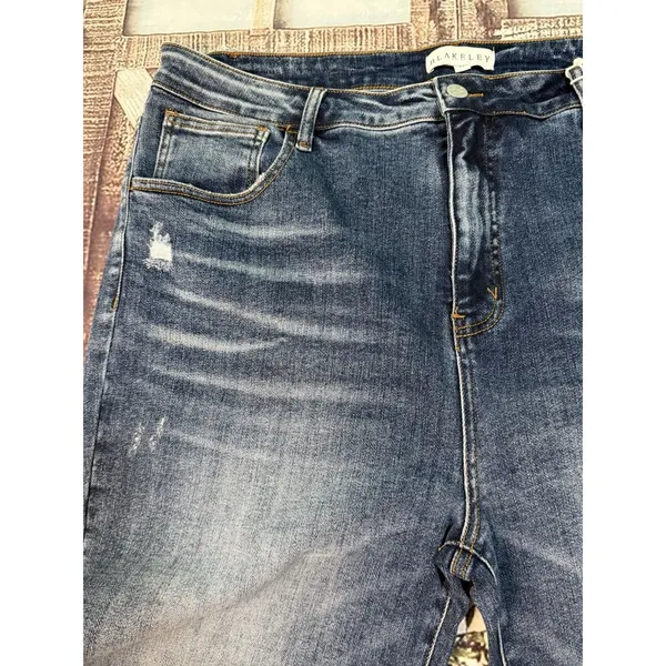 Blakeley Jeans size 4x rebel tummy control dark blue 34" inseam wide leg - Image 15