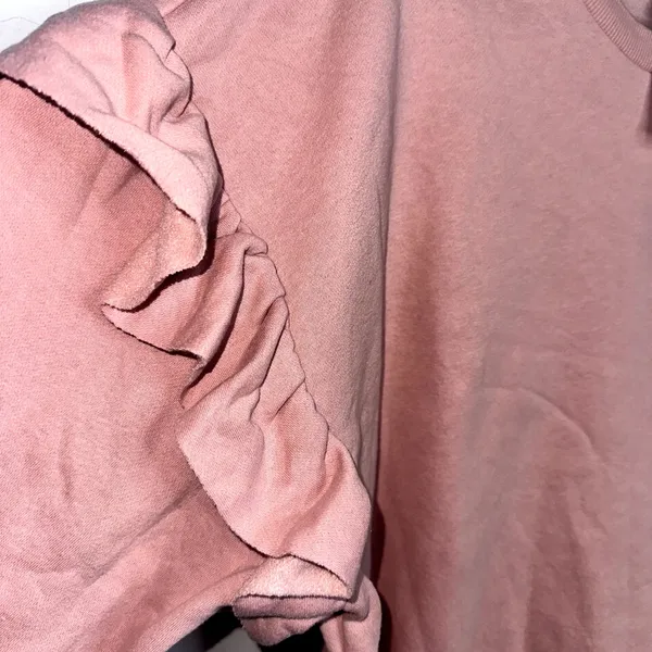 H&M Dividend Womens Sz XL Retired Pink Ruffle Long Sleeve Cropped Sweatshirt NWT - Image 2