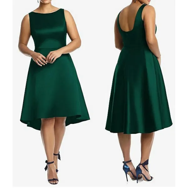NWT Alfred‎ Sung Size 4R HUNTER GREEN HIGH LOW BRIDESMAID DRESS Formal - Image 2