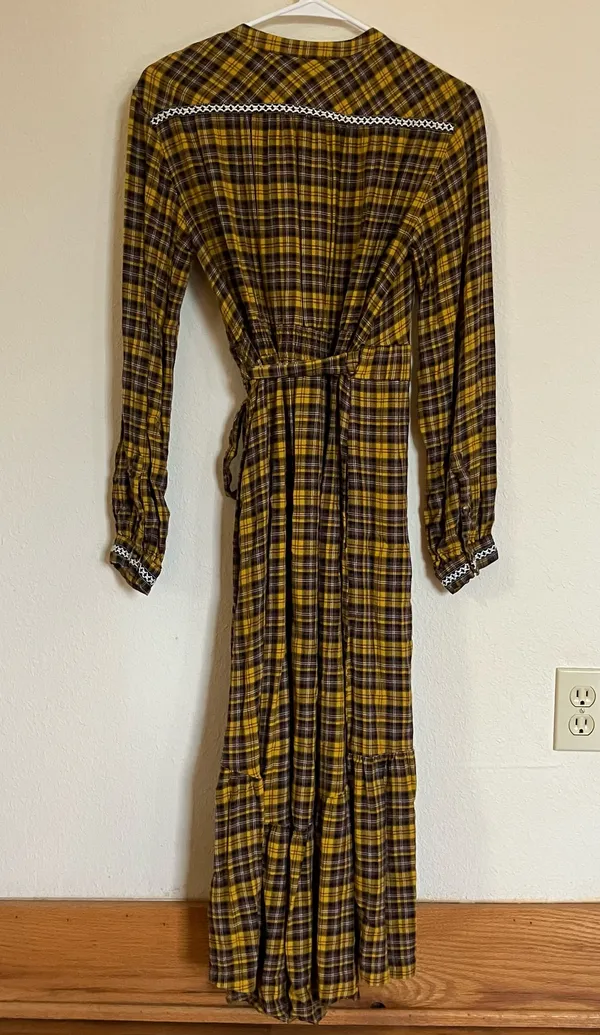 Anthropologie Dalton Plaid Wrap Midi Dress Size: S - Image 6