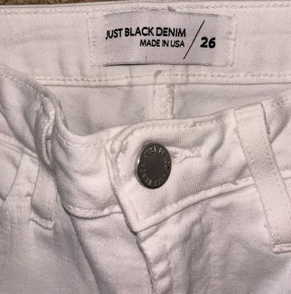 Just Black Denim White Fringe Jeans - Image 2