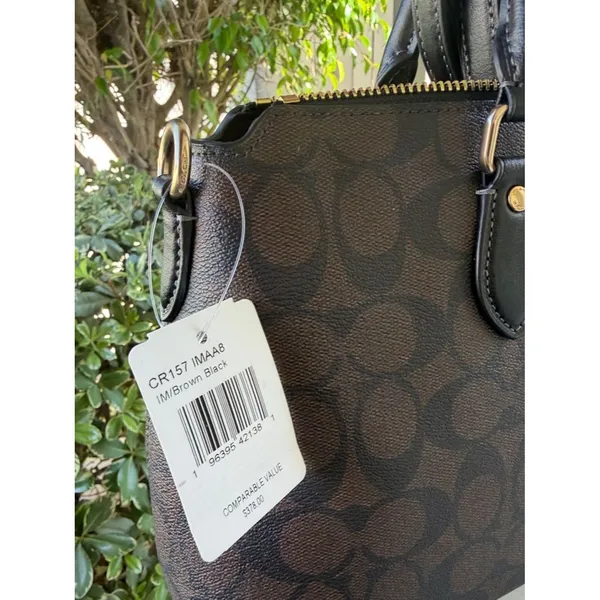 NEW Coach Georgia Satchel In Signature Canvas New IM/BROWN BLACK CR157 IMAA8 - Image 9