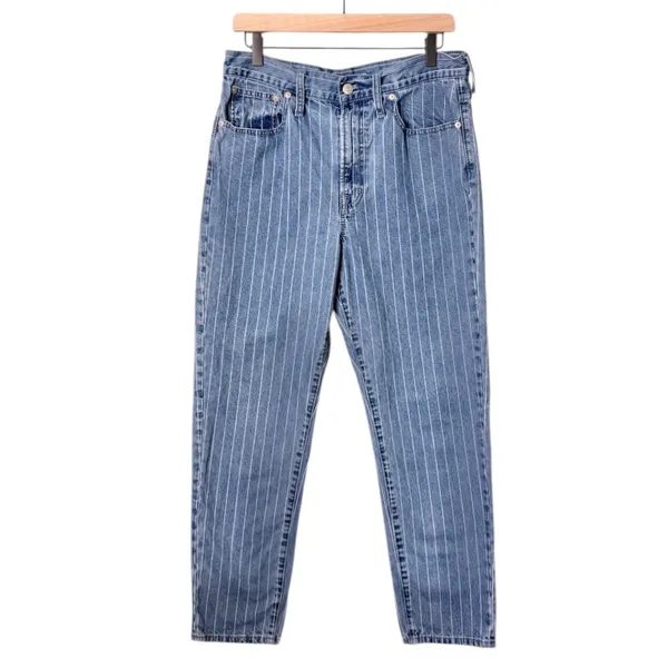 Madewell The Tall Perfect Vintage Crop Jean Pinstripe Blue White Women’s 30T - Image 5