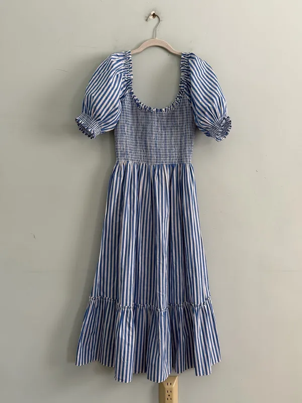 NWT Hill House Home Louisa Nap Blueberry Stripe Midi Dress - Image 2