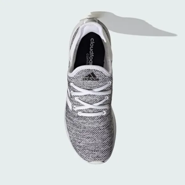 Adidas Sz 8 Cloudfoam Pure White Black Pull On Knit Athletic Sock Sneakers - Image 2