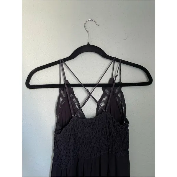 Free People Adella Maxi Slipdress FP One Whimsigoth Romantic Grunge XS Black - Image 7