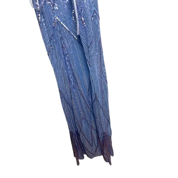 Lulus Flawless Glow Periwinkle Iridescent Sequin Lace-Up Maxi Dress Sz. S - Image 9