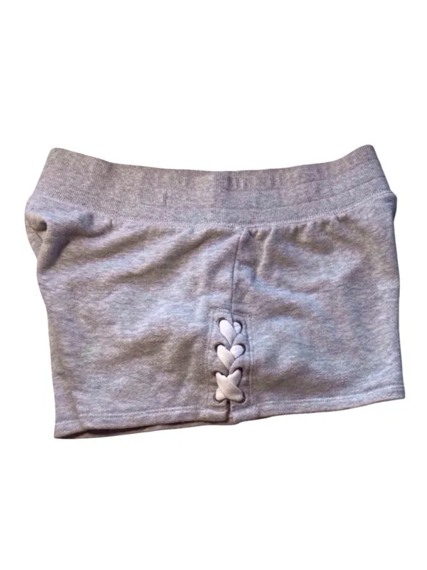 Aerie Lace-Up Sweat Shorts – Light Gray, Size M excellent condition - Image 3